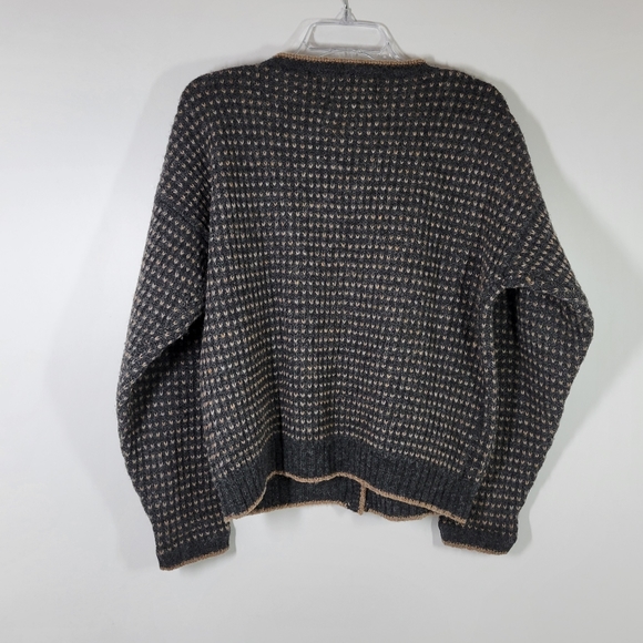Vintage Woolrich Brown 100% Wool Geometric Knit Cardigan Sweater Women Sz S - Picture 3 of 5